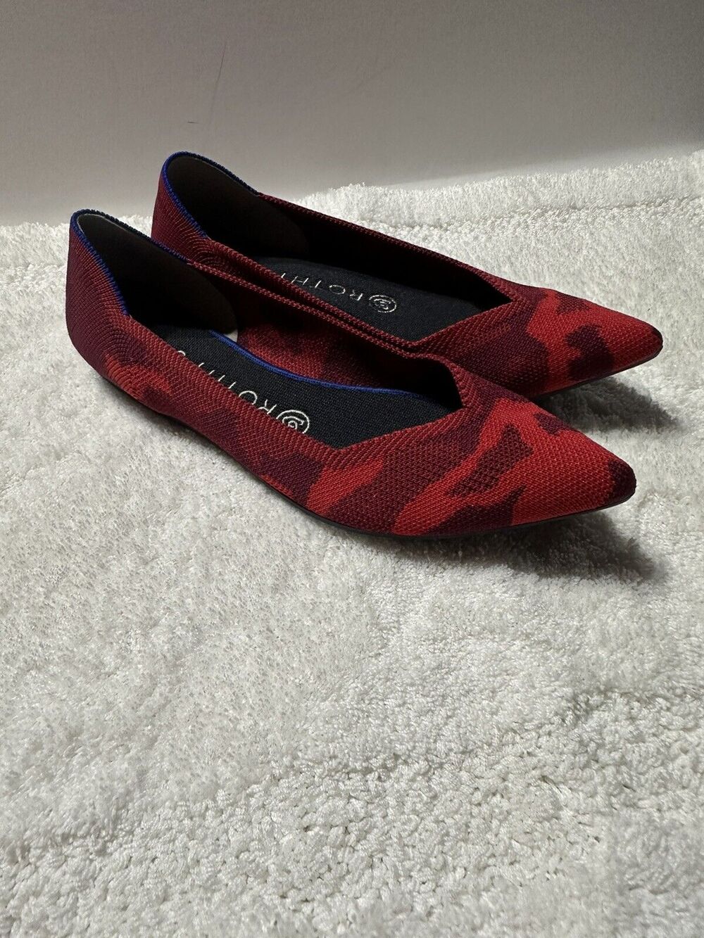 Rothy's The Point Pattern Red Camo Limited Edition Flats Shoes W8 Retired